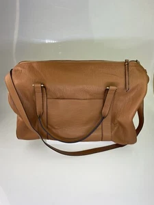 Sole Society Cassidy Weekender Vegan Leather Duffel Bag in Cognac Brown - Picture 1 of 12