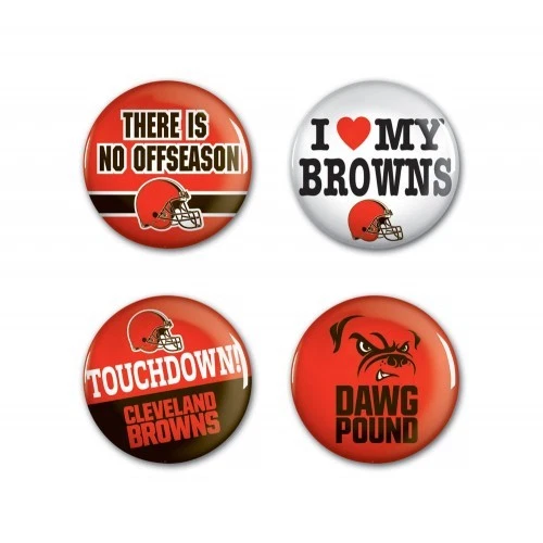 CLEVELAND BROWNS 4 PACK BUTTON SET NEW FREE SHIPPING!  - Image 1 of 1