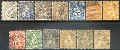 Svizzera 1862 Unificato n. 33/35+35a+36/37+37a+38/41+41a+41b - usati (l499) Foto 1 de 3