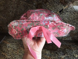 VINTAGE GIRLS YOUTH SPRING SUMMER PINK FLOWERS TIFFANY HAT - Picture 1 of 11