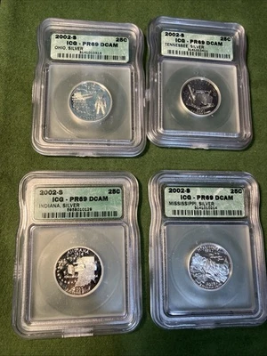 2002s ICG 69. Silver Proof Quarters Your choice Ohio Tennessee Indiana Mississip - Image 1 of 4