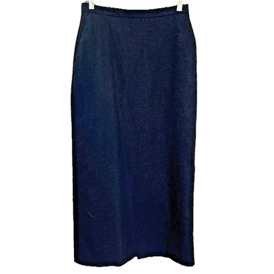Maxi Falda De Colección Años 90 Antigua Azul Marino Mezcla Lana Talla 4 Carbón Italia Modesta Minimalista Foto 1 de 4