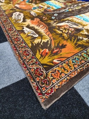 Grandpa's Vintage Velvet Tapestry Hanging Forest Pheasants Made in Italy? 4x6 - Image 1 of 4