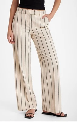 NUEVO PANTALÓN EXPRESS EDITOR RELAJADO TIRO MEDIO MUJER 12 R, BEIGE/NEGRO trabajo profesional Foto 1 de 4