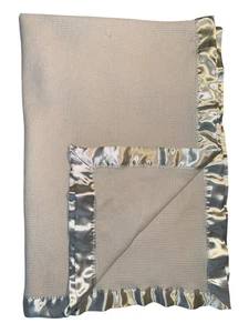 Coperta termica bambino vintage Starting Out grigia tessuto waffle bordo raso - Foto 1 di 3