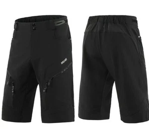 Men's Loose Fit Cycling Shorts Mountain Bike Shorts Water Resistant Black Medium - Picture 1 of 9