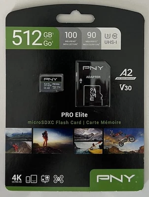 PNY P-SDUX512U3100PRO-GE 512GB PRO Elite Class 10 U3 V30 microSDXC Flash Memory - Image 1 of 2