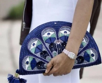 Kate Spade Peacock Full Plume Straw Shoulder Tote Bag F/S Japan. - Image 1 of 4