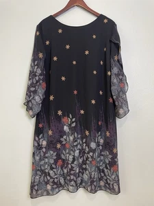 NWT Grace Karin Sheath Dress Black Floral Chiffon Split Sleeve Size XL - Picture 1 of 16