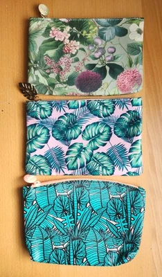 Ipsy Bags, Lot of 3, Green Leaves Floral Flowers - Image 1 of 3