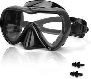 Swimming Goggles, Anti-Fog Dive Goggles with Nose Cover, Anti-Leak Black - Picture 1 of 8