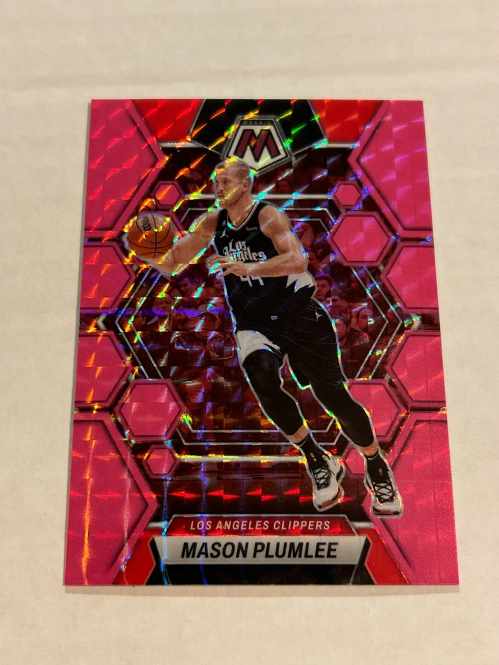 2022-23 PANINI MOSAIC MASON PLUMLEE 5/10 PINK FLOURESCENT PRIZM CLIPPERS SSP  - Image 1 of 2