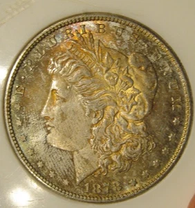 1878 S Morgan Silver Dollar - BU, Colorful toning obv, reflective fields, 5131 - Picture 1 of 6