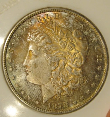 1878 S Morgan Silver Dollar - BU, Colorful toning obv, reflective fields, 5131 - Image 1 of 4