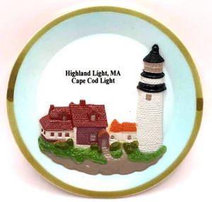 Cape God Light Highland Light, MA Resin Magnetic Fridge Décor Mini Plate 3” - Picture 1 of 5