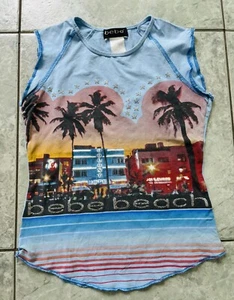 Vtg RARE 90s bebe Miami South Beach Stretch Tank Top OceanDr Colony Hotel Small - Picture 1 of 3