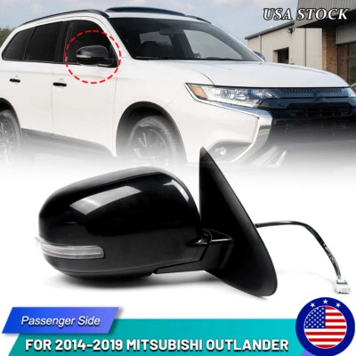 Door Mirror Right 9 Wire For 2014-19 Mitsubishi Outlander Power Heated w/Signal - Image 1 of 4