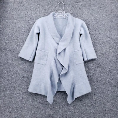 Cárdigan de cachemir para mujer XS azul cascada frente abierto mangas cortas bolsillos Foto 1 de 4