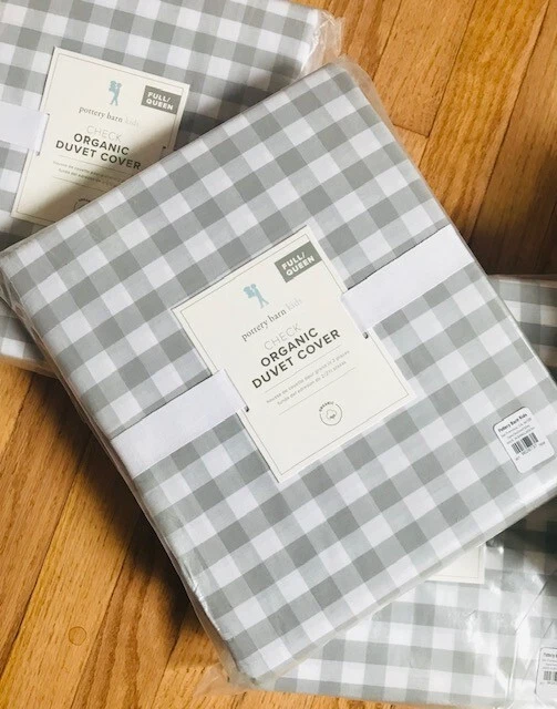 Funda nórdica Pottery Barn Gingham Check gris reina sin fundas niños nueva🦩 Foto 1 de 1