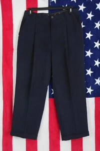 TOMMY BAHAMA Relax Men's 34(33) x 27 Navy Blue Pleated & Cuffed 100% Silk Pants - Bild 1 von 9