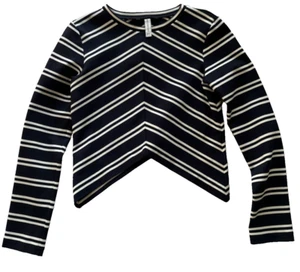 BEC & BRIDGE Navy Striped Long Sleeve Cropped Top Size 6 - Picture 1 of 9
