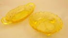 Vintage Yellow Glass dishes--trinket, candy, nuts--pear design-1 footed