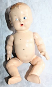 Vintage Composite Jointed Side Glancing Open Mouth 10.5" Baby Doll - Picture 1 of 15