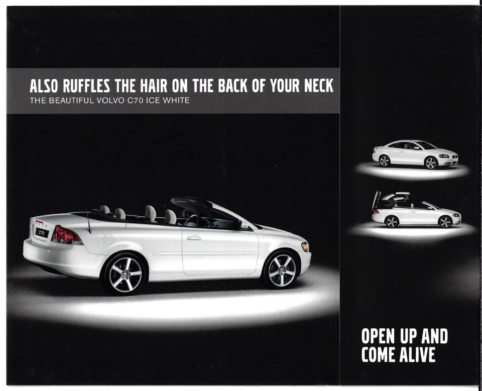 Volvo C70 Ice White 2.0D 136 2009 UK Market Foldout Sales Brochure - Image 1 of 1