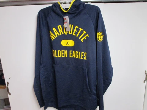 NIKE (AIR JORDAN) MARQUETTE GOLDEN EAGLES MENS HOODED SWEATSHIRT (XL) NWT NAVY Cover