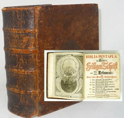 1711 Leather GERMAN BIBLE From Family of Nobility Old Testament Vol1 Illustrated - Image 1 of 4
