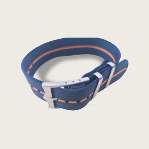 Premium NATO Strap Uhren Armband elegante Schliesse navy + orange 22 mm 9634 - Bild 1 von 4