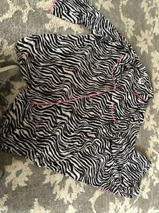 Ann Klein Women’s Black Pink Zebra 2 Piece Pajama Set Pants Button Shirt Large - Picture 1 of 7