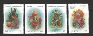St Nevis Scott #163-6 MNH Stamp Set - Marine Life Fish and Corals