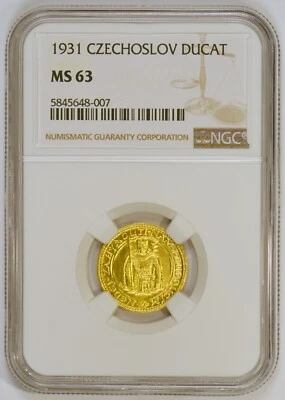 ** HARD TO FIND ** 1931 Czechoslovakia Ducat/Dukat Gold Coin Graded MS63 by NGC - Image 1 of 4