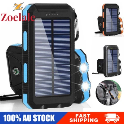 30000mAh Portable Solar Power Charger External Battery Bank Pack LED Light 2 USB - image 1 of 4