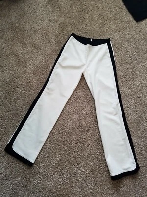 Classy Express White Cotton Twill Pants with Black Trim Juniors Sz 5/6 - Image 1 of 4