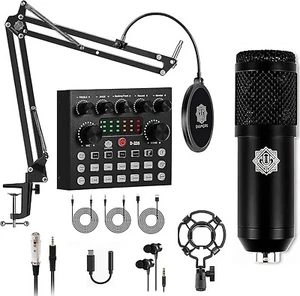 Condenser Mic for Singing with V8 Sound Card Condenser Microphone Kit Voice Chan - Picture 1 of 8