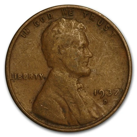 1937 D - Lincoln Wheat Penny - G/VG Cover