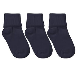 Jefferies Socks Kids Girls Boys Baby Seamless Cotton Turn Cuff Socks 3 Pair Pack