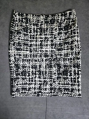 Dressbarn Colección Rodilla Línea A Falda BOLSILLOS Blanco y Negro Talla 8 Algodón Foto 1 de 4