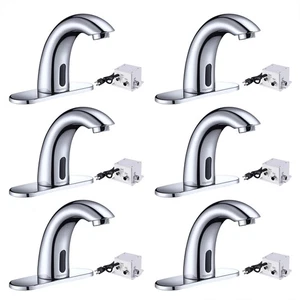 Aquaterior 5" Touchless Bathroom Sink Faucet with Cover Plate Chrome 6 Pack - Picture 1 of 7