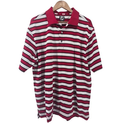 Camisa polo de golf Footjoy FJ Athletic Fit roja blanca negra a rayas para hombre XL Foto 1 de 4