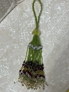 Borla de cuentas verdes decoración del hogar arte casero - Imagen 1 de 4