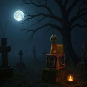 Mezco Toyz Sam Halloween Trick 'R Treat Musical Tin Burst Box 2018 - Imagen 1 de 7