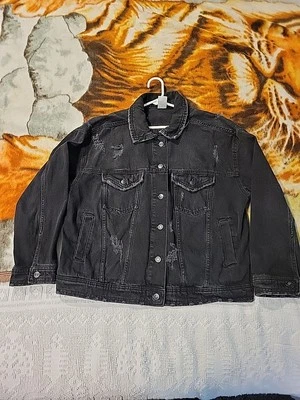 Chaqueta vaquera negra para mujer No Boundaries desgastada grande 11-13 Foto 1 de 4