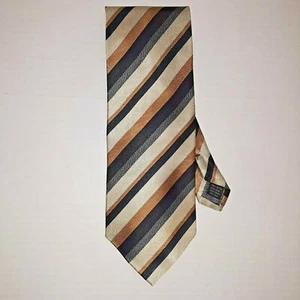Valerio Garati Handmade 100% Silk Men's Tie Striped Black Gray Tan 63 X 3.75 - Bild 1 von 2