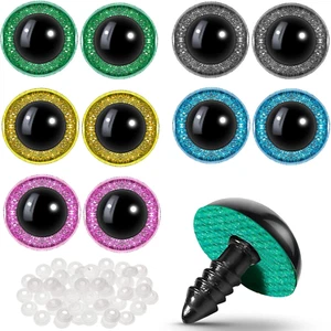 100 Pieces Large Safety Eyes for Amigurumi Stuffed Glitter Animal Eyes Plastic C - Picture 1 of 12