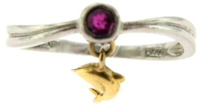 Red Ruby Dolphin Ring Platinum 18K Yellow Gold  - Image 1 of 3