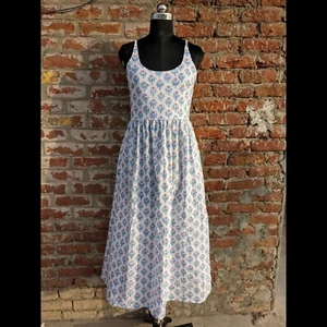 Handmade women cotton dress floral short sleeve dress hand printed dress - Picture 1 of 5