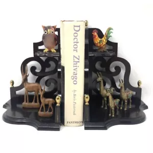 Pair of 2-Tier Corner Shelves Ornate Scroll Cut Wood Hanging Display VTG Taiwan - Picture 1 of 16
